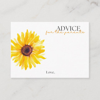 Sunflower Baby Shower Advice Card | Floral Advice