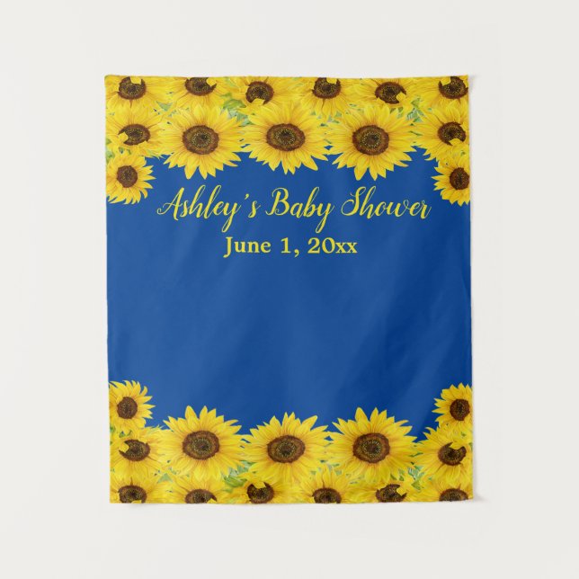 Sunflower Baby Shower Backdrop Photo Booth Prop Tapestry (Front)
