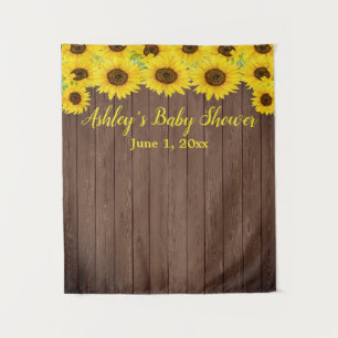 Sunflower Baby Shower Backdrop Wood Photo Booth Tapestry