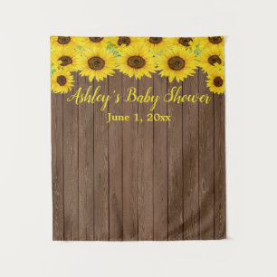 Sunflower Baby Shower Backdrop Wood Photo Booth Tapestry