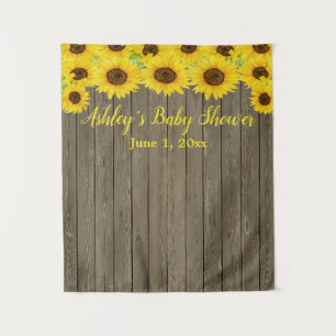 Sunflower Baby Shower Backdrop Wood Photo Booth Tapestry