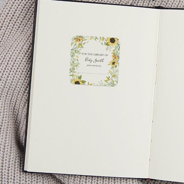 Sunflower Baby Shower Bookplate Sticker (Creator Uploaded)