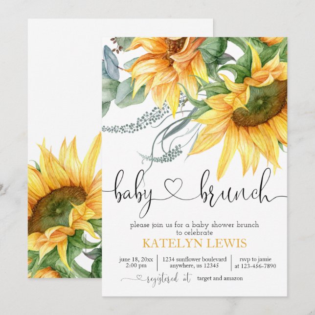 Sunflower Baby Shower Brunch Invitation (Front/Back)