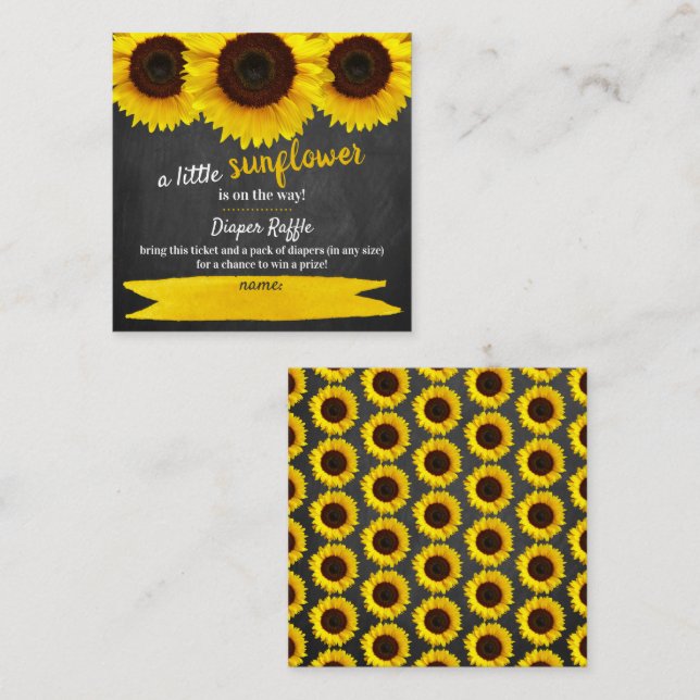 Sunflower Baby Shower Diaper Raffle Enclosure Card (Front/Back)