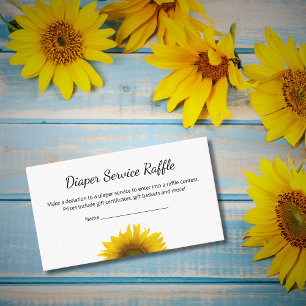 Sunflower Baby Shower Diaper Service Raffle Game Enclosure Card