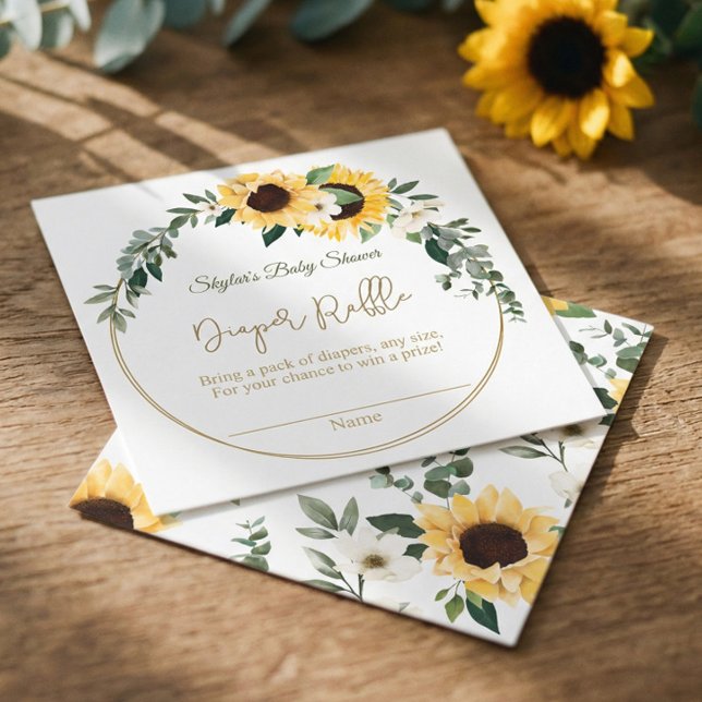 Sunflower Baby Shower Diapers Raffle Enclosure Card (Sunflower Baby Shower Diapers Raffle Enclosure)