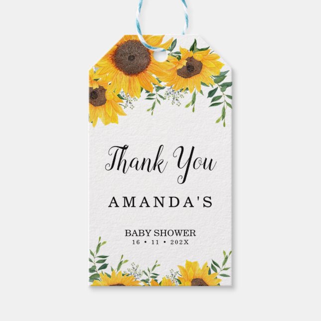Sunflower Baby Shower Favor Gift Tag (Front)