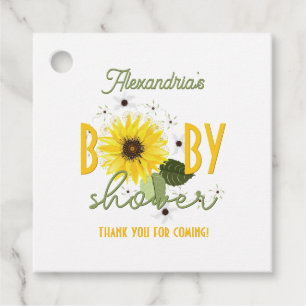 Sunflower Baby Shower Favour Tags