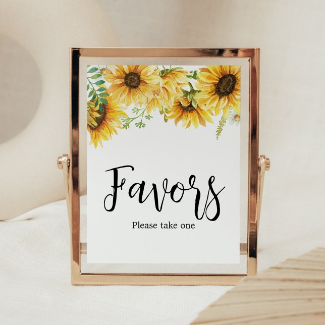Sunflower Baby Shower Favours Poster (Sunflower Girl Baby Shower Favors Sign)