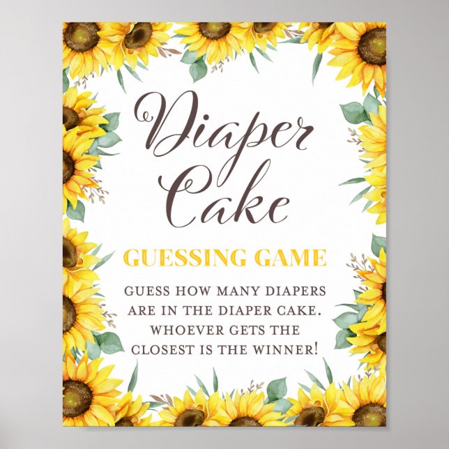 Sunflower Baby Shower Game Sign (Front)
