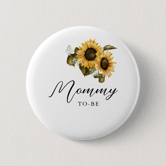 Sunflower Baby Shower Gender Neutral 6 Cm Round Badge (Front)