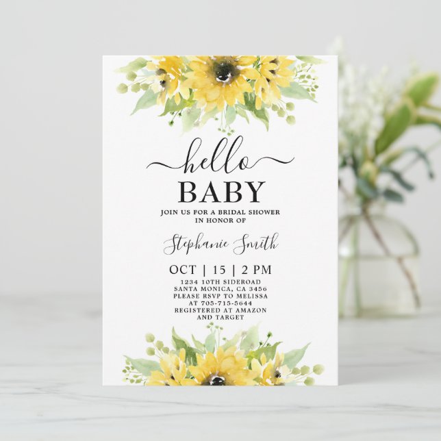 Sunflower Baby Shower Girl Invitation (Standing Front)