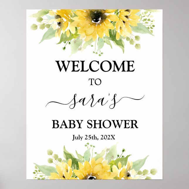 Sunflower Baby Shower Girl Welcome sign (Front)