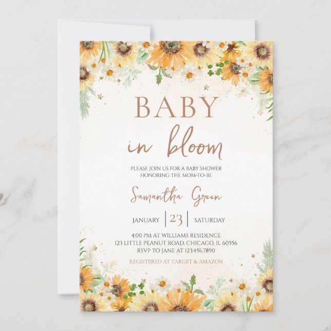 Sunflower Baby Shower Invitation (Front)