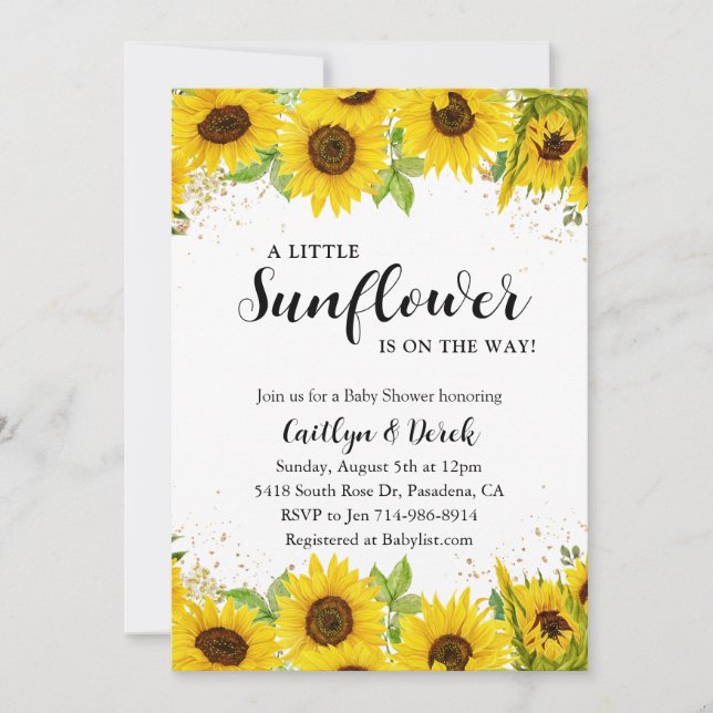 Sunflower Baby Shower Invitation (Front)