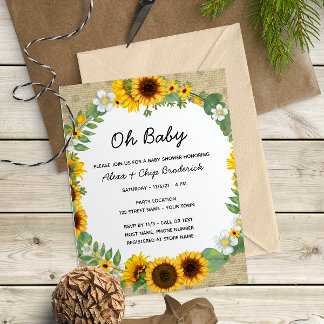 Sunflower Baby Shower Invitation