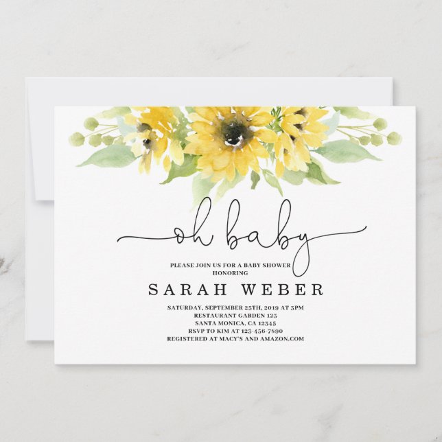 Sunflower Baby Shower Invitation (Front)