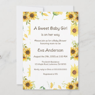 Sunflower Baby Shower Invitation