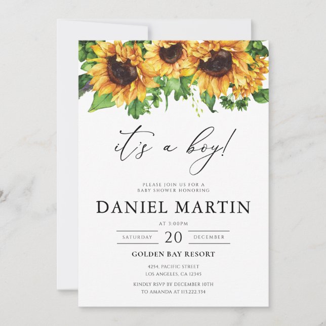 Sunflower Baby Shower Invitation (Front)