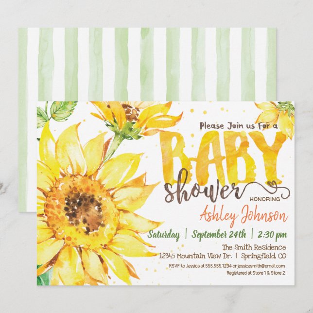 Sunflower Baby Shower invitation (Front/Back)