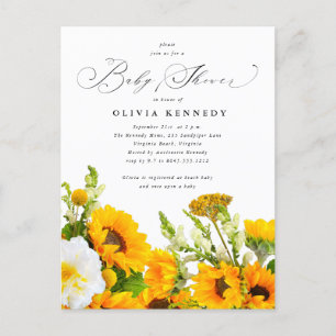 Sunflower Baby Shower Invitation   Boho Floral  Postcard