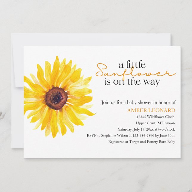 Sunflower Baby Shower Invitation | Editable Floral (Front)