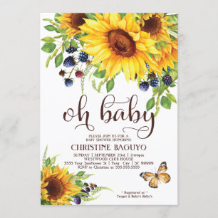 Sunflower Baby Shower Invitation Elegant Boho