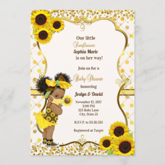 Sunflower baby shower invitation sunflower mask