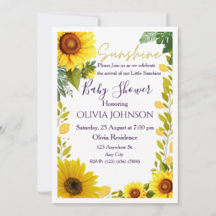 Sunflower Baby Shower Invitations
