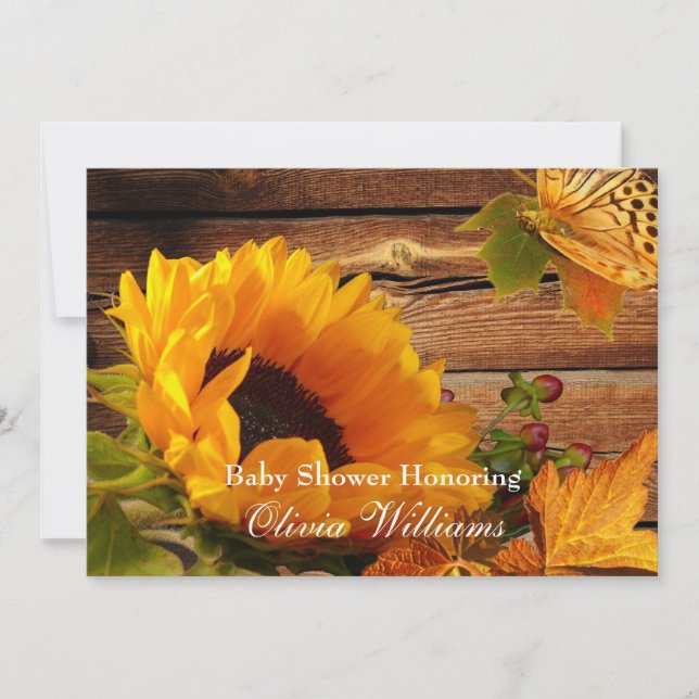 Sunflower Baby Shower Invitations, Country Fall Invitation (Front)