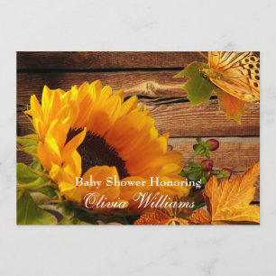Sunflower Baby Shower Invitations, Country Fall Invitation