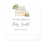Sunflower Baby Shower Library Bookplate Sticker