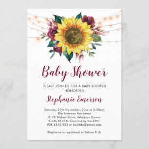 Sunflower Baby Shower Lights Floral Invitation