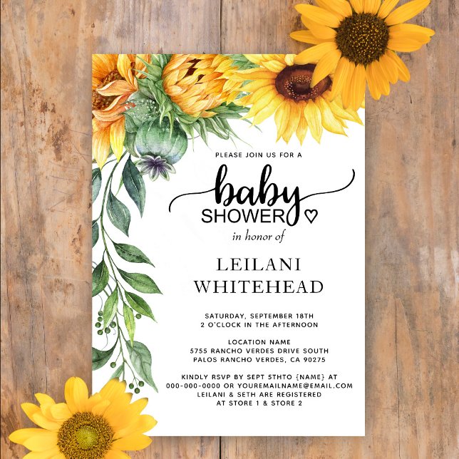 Sunflower Baby Shower Modern Invitation (Creator Uploaded)