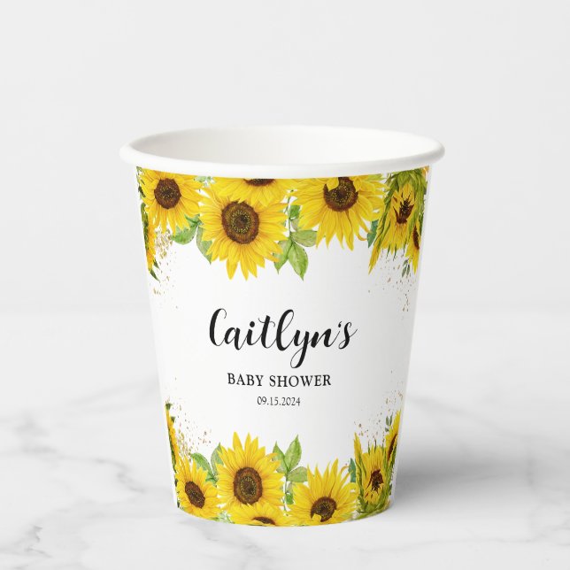 Sunflower Baby Shower  Paper Cups (Front)