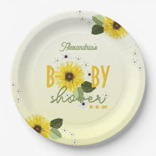 Sunflower Baby Shower Paper Plate