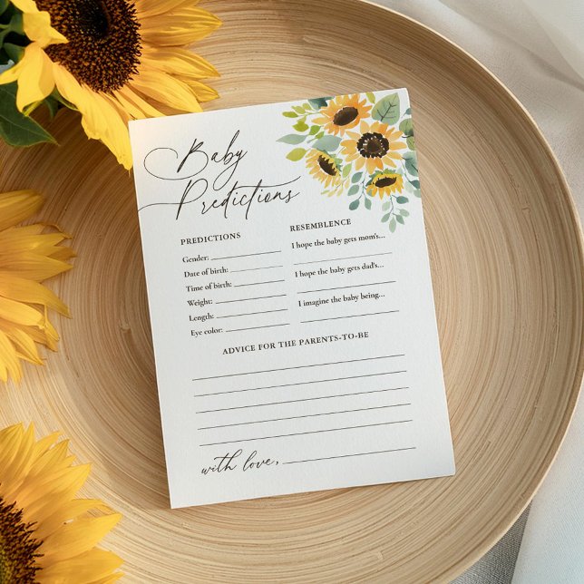 Sunflower Baby Shower Predictions and Advice Invitation (Creator Uploaded)