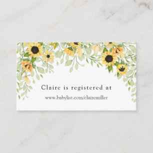 Sunflower Baby Shower Registry  Enclosure Card