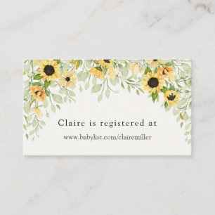 Sunflower Baby Shower Registry  Enclosure Card