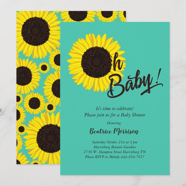 Sunflower Baby Shower Summer Invitation (Front/Back)