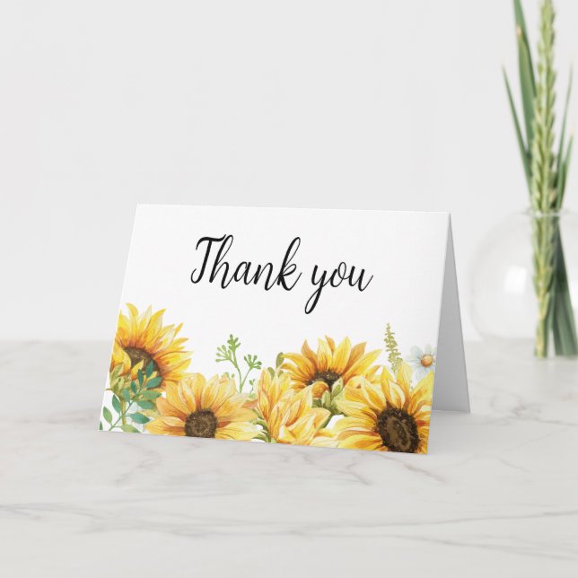 Sunflower Baby Shower  Thank You Card (Front)