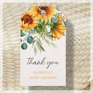 Sunflower   Baby Shower Thank You Favour Gift Tags