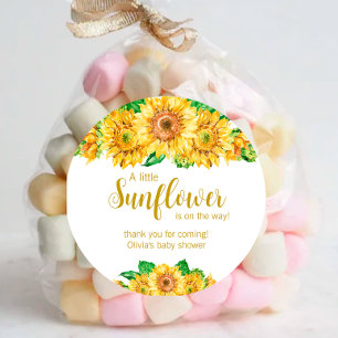 Sunflower baby shower thank you round sticker