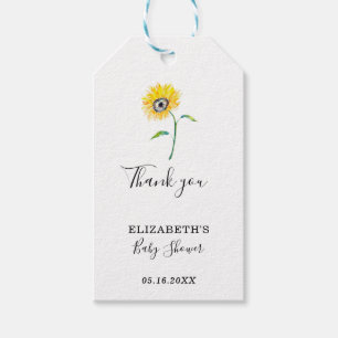 Sunflower Baby Shower Thank you Simple Watercolor Gift Tags