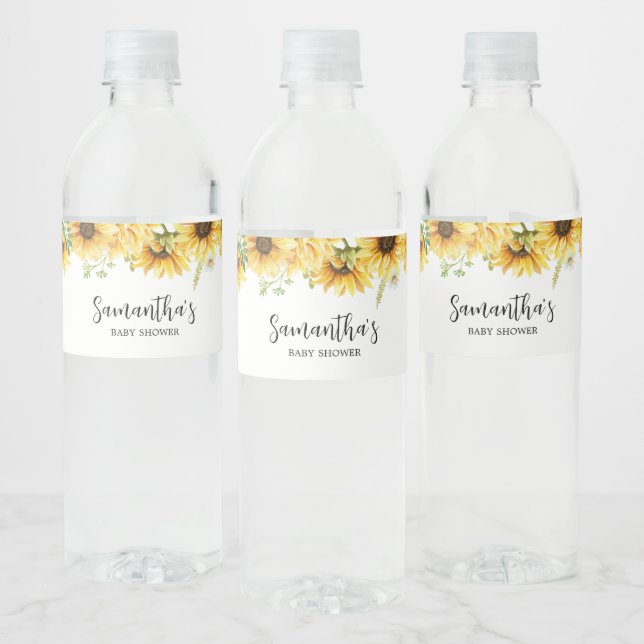 Sunflower Baby Shower  Water Bottle Label (Bottles)