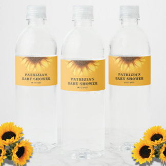 Sunflower Baby Shower Water Bottle Label