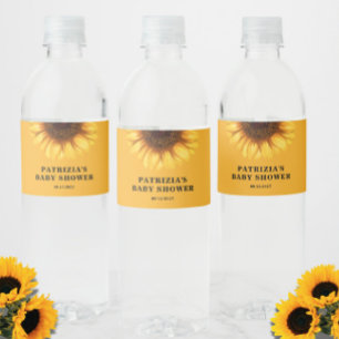 Sunflower Baby Shower Water Bottle Label