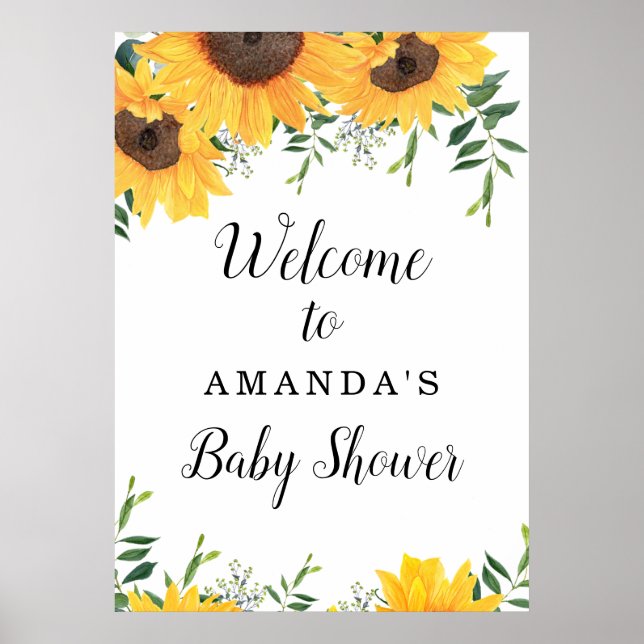 Sunflower Baby Shower Welcome Poster (Front)