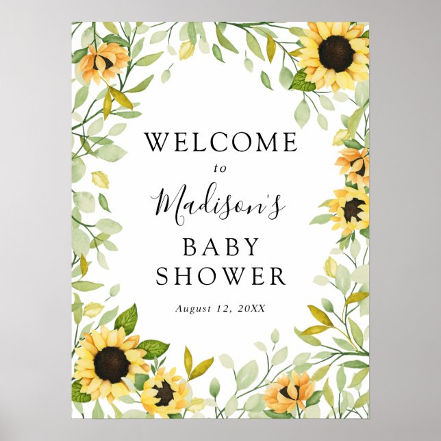 Sunflower Baby Shower Welcome Sign (Front)