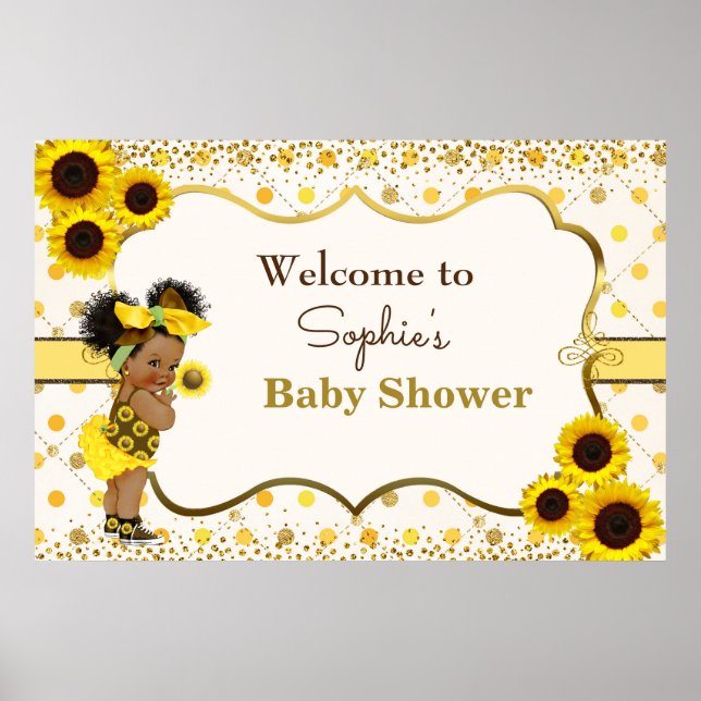 Sunflower baby shower welcome sign (Front)